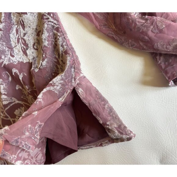 Bandolino Velvet Burnout Top Sz 12 Mauve Fairy Whimsy - Picture 6 of 7